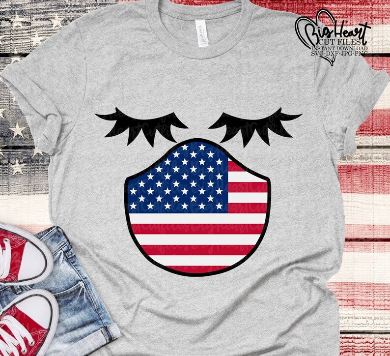 Download Woman Face With Flag Face Mask Svg Png Jpg Dxf US Flag | Etsy