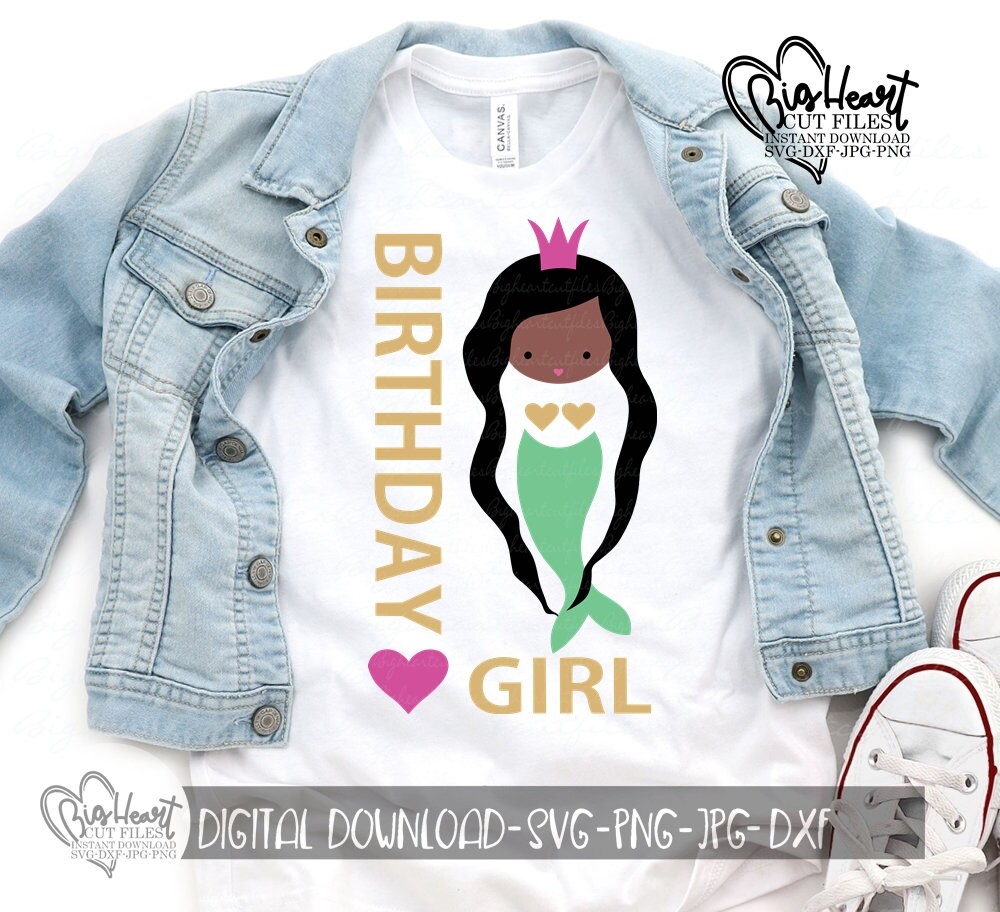 African American Mermaid Svg Png Jpg Dxf Girl Birthday Etsy
