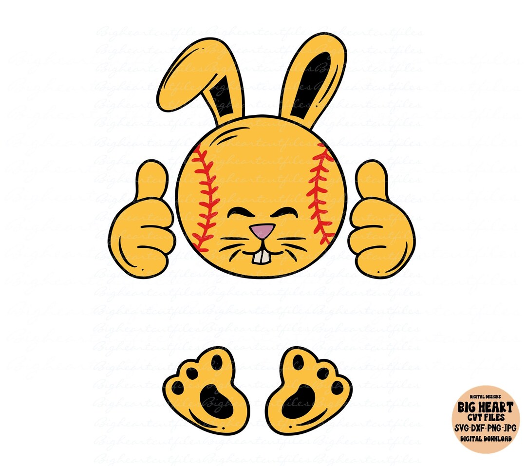 Softball Bunny Svg, Png, Jpg, Dxf, Softball Svg, Easter Bunny Svg