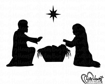 Nativity Scene Svg, Png, Jpg, Dxf, Christmas Nativity Svg, Baby Jesus, Holy Family Svg, Religious Svg, Silhouette Cut File, Cricut Cut File