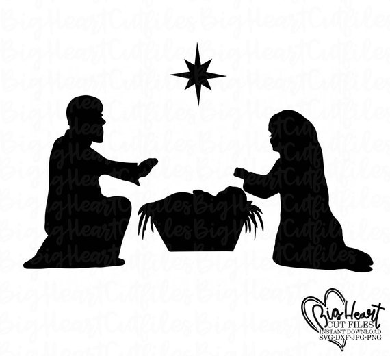 Download Christmas Nativity Silhouette Svgholy Family Svg Nativity Etsy