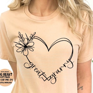 Overgrootmoeder hart Svg, Png, Jpg, Dxf, Moederdag Svg, overgrootmoeder gesneden bestand, silhouet snijden bestand, Cricut gesneden bestand, sublimatie