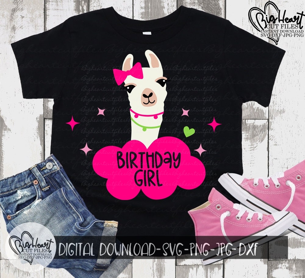 Download Llama Birthday Girl Svg Png Jpg Dxf Svg Llama Svg Girl | Etsy