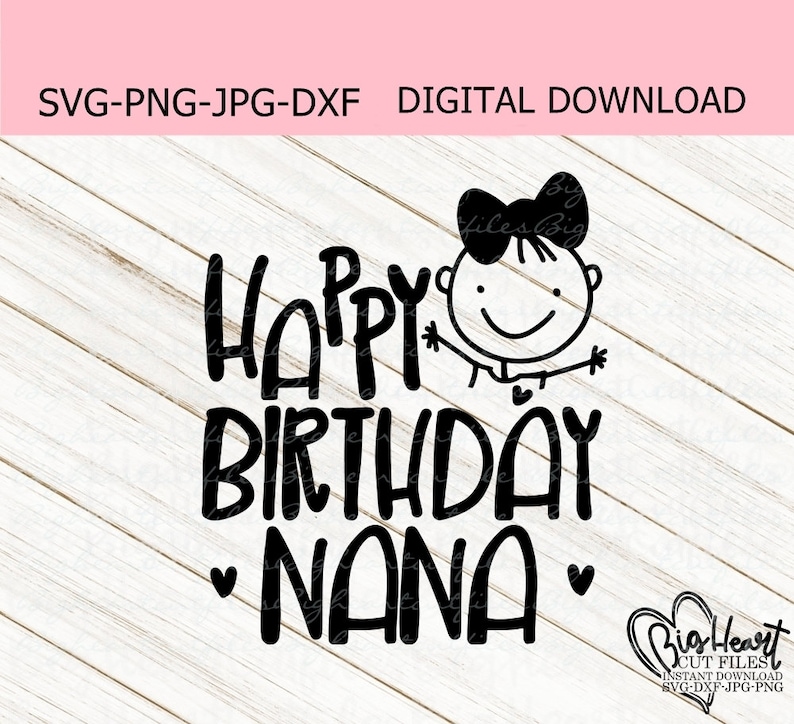 Happy Birthday Nana Svg Png Jpg Dxf Nana Birthday Design Etsy