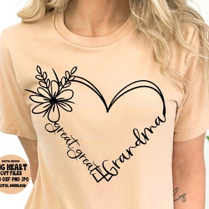 Overgrootmoeder hart Svg, Png, Jpg, Dxf, Moederdag Svg, overgrootmoeder gesneden bestand, silhouet snijden bestand, Cricut knippen, sublimatie