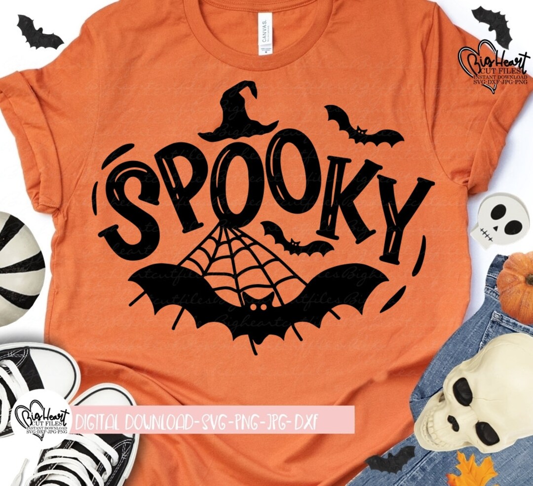 Spooky Svg Png Jpg Dxf Halloween Bat Svg Spider Web Svg - Etsy
