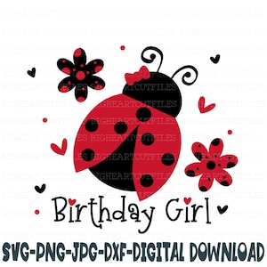 Lieveheersbeestje verjaardag meisje Svg, Png, Jpg, Dxf, lieveheersbeestje meisje verjaardag Svg, lieveheersbeestje Svg, verjaardag lieveheersbeestje ontwerp, silhouet, Cricut, sublimatie