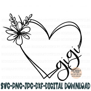Gigi hart Svg Png Jpg Dxf Moederdag Svg silhouet en Cricut Cut bestand digitale download
