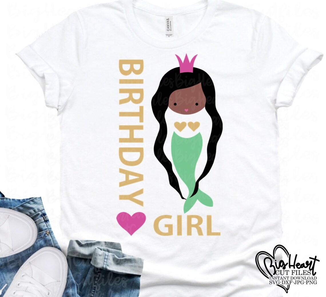 African American Mermaid Svg Png Jpg Dxf Girl Birthday Etsy