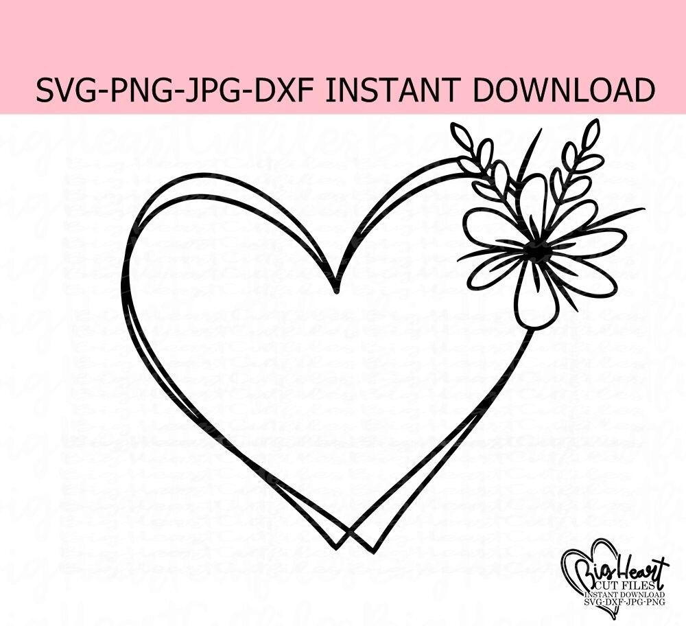 Embellishments clipart flower vector cut files heart Floral silhouette ...
