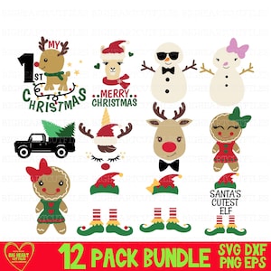 Winter SVG Bundle Weihnachten Clip Art Weihnachts Bundle SVG Lebkuchenmann SVG, Weihnachtself Rentier Rentier Png Dxf Eps Digitaler Download