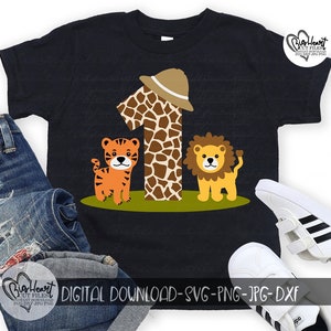 Safari Jungle 1er anniversaire Svg, Png, Jpg, Dxf, Svg Lion Tiger Jungle premier anniversaire, Svg anniversaire Safari, Silhouette, Cricut, Sublimation
