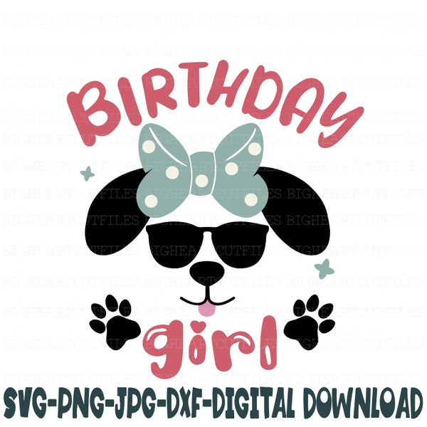 Birthday Girl Puppy Svg, Png, Jpg, Dxf, Puppy Svg File, Puppy Face Svg, Paw, Puppy With Bow Svg, Dog Svg, Silhouette Cut File, Cricut Cut