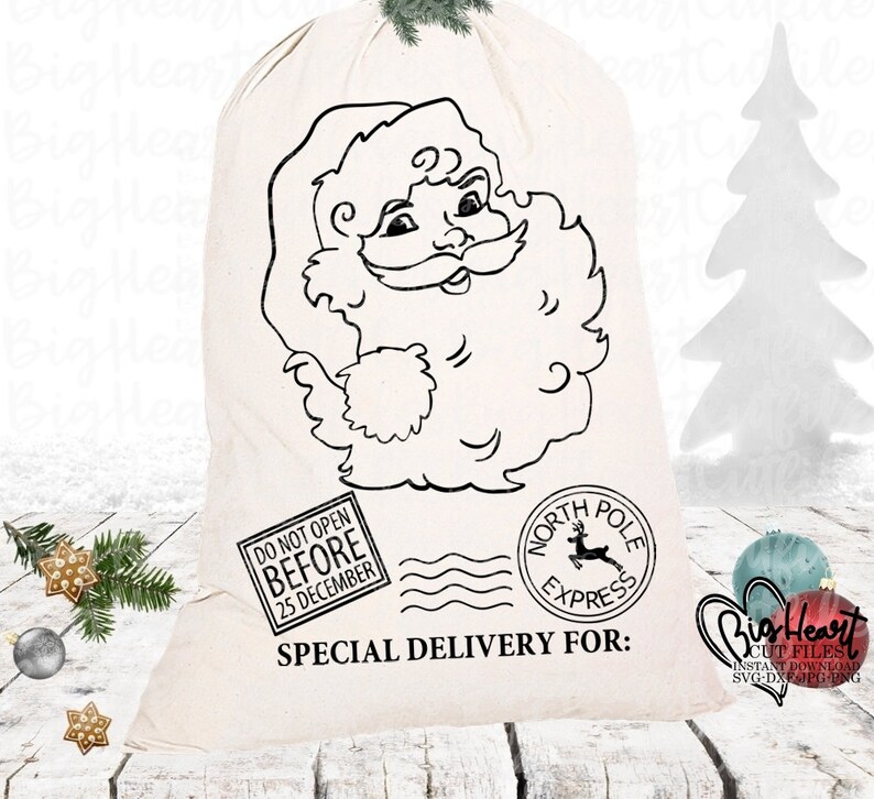 Download Art Collectibles Clip Art Jpg Silhouette Sublimation Png Santa Bag Svg Vintage Santa Claus Santa Sack Bag Design Svg Vintage Christmas Santa Svg Dxf Cricut