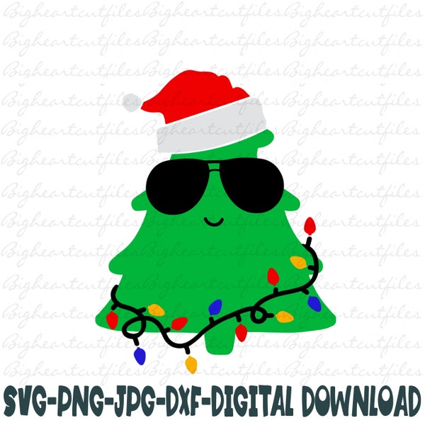 Christmas Tree Svg, Png, Jpg, Dxf, Tree With Santa Hat Svg, Kids Christmas Svg, Holiday Svg, Baby Xmas, Silhouette, Cricut, Sublimation