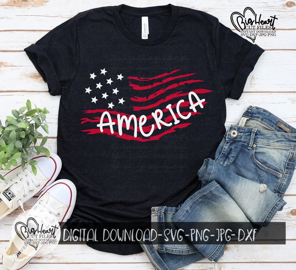 America Distressed USA Flag Svg Png Jpg Dxf 4th of July | Etsy