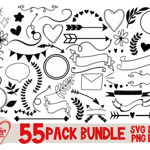 Doodle Svg-bundel, Doodle Elements Svg-bundel, Svg, Png, Eps, Dxf, digitale download, Instant Download, Doodle Clipart, Doodle illustraties