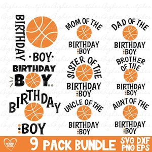 Lot de Svg de basket-ball, Svg anniversaire de basket-ball, Png, Dxf, Eps, Svg de basket-ball, fichiers de basket-ball coupés, Fête, Silhouette, Cricut, Sublimation