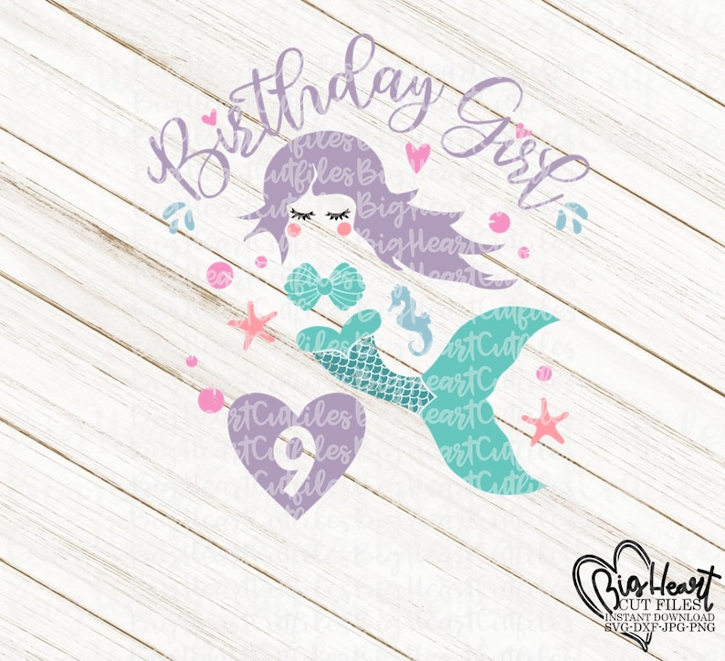 Download Mermaid 9th Birthday Girl Svg Png Jpg Dxf Birthday Mermaid ...