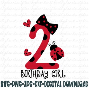 Ladybug Compleanno Svg, Png, Jpg, Dxf, Secondo Compleanno Svg Download Digitale