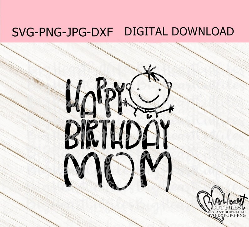 Download Happy Birthday Mom Svg Png Jpg Dxf Mom Birthday Design | Etsy