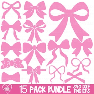 Pacote de fita Svg Coquette Bow Svg Png Dxf Eps Arco desenhado à mão Svg Download digital