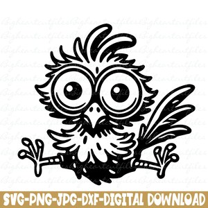 Silhouette de poussin coq Svg Png Jpg Dxf drôle de poulet et fichiers de coupe Cricut en téléchargement numérique