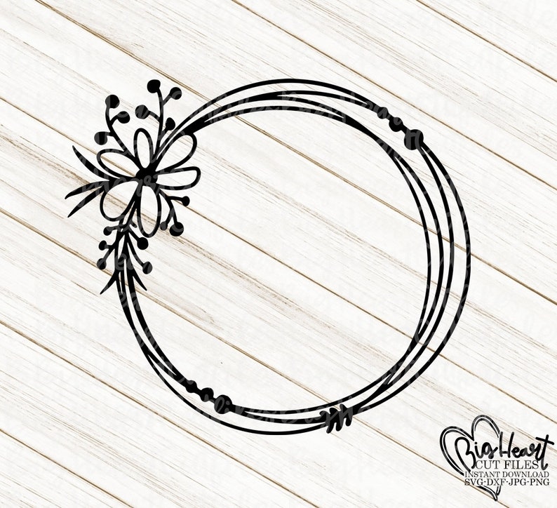 Floral Wreath Svg Png Jpg Dxf Flower Wreath Monogram | Etsy