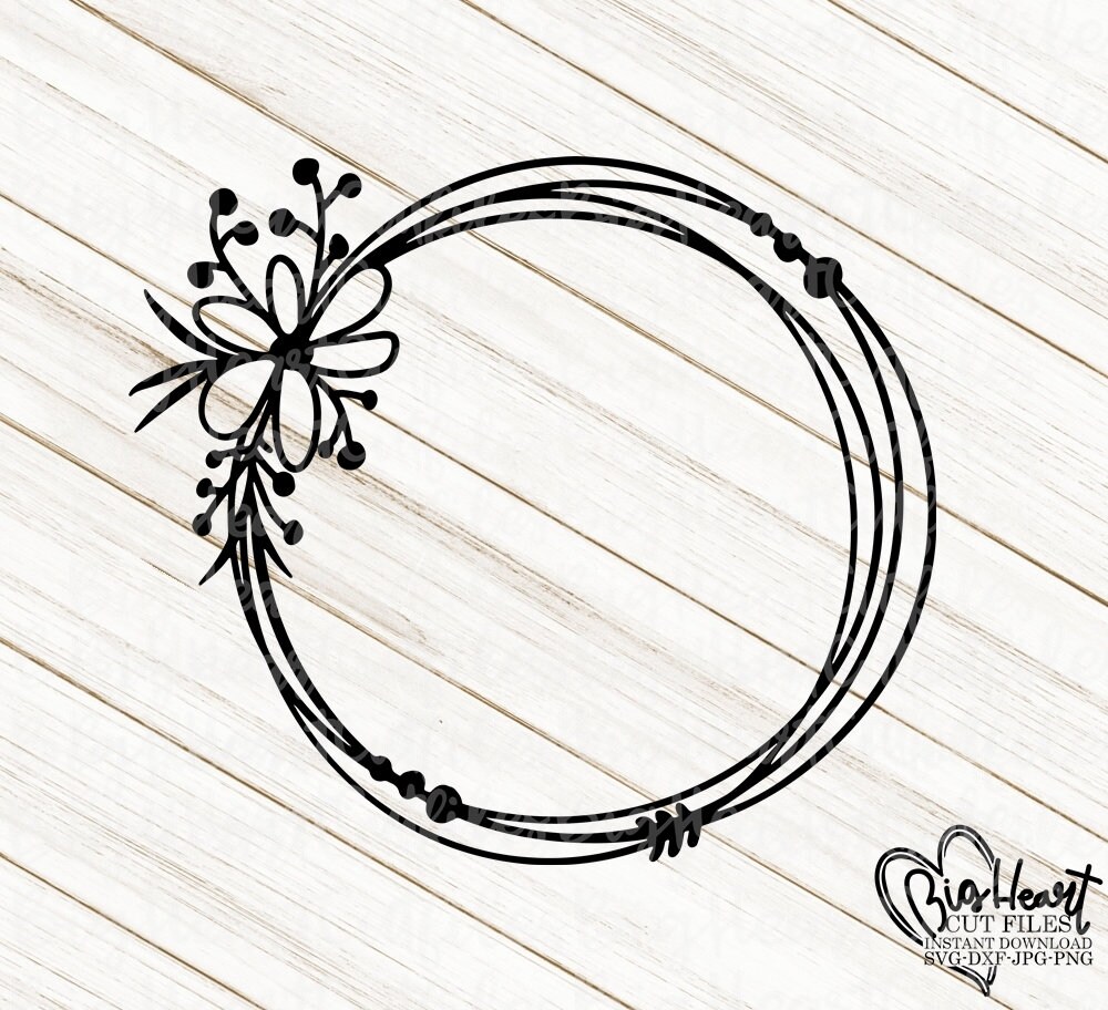 Floral Wreath Svg Png Jpg Dxf Flower Wreath Monogram | Etsy
