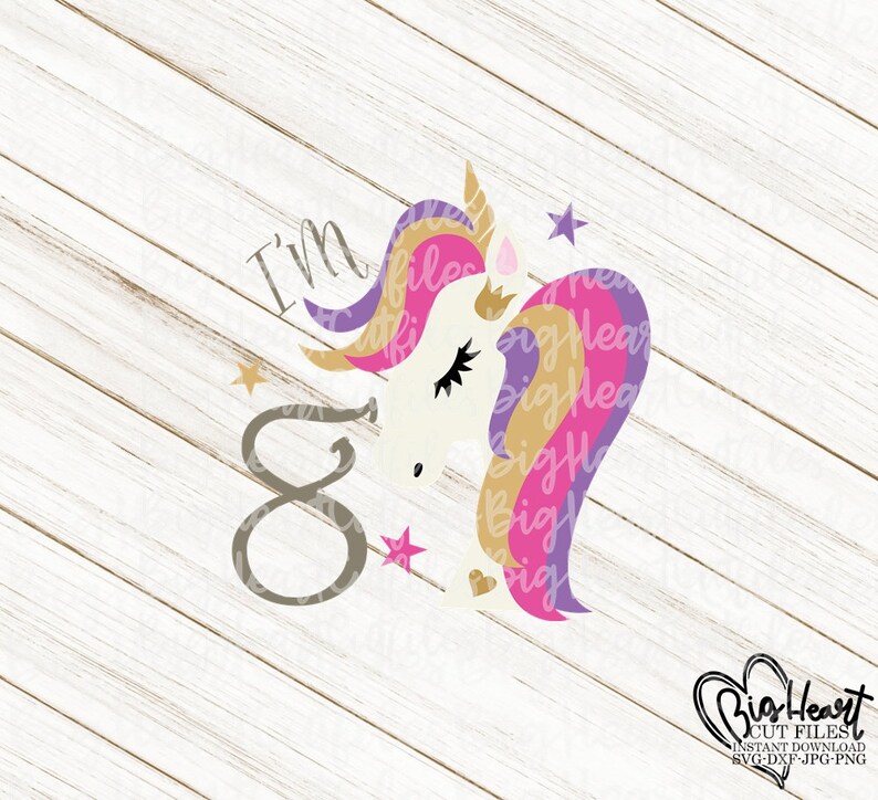 Download Birthday Unicorn Svg Png Jpg Dxf I am 8 Unicorn Svg 8th | Etsy