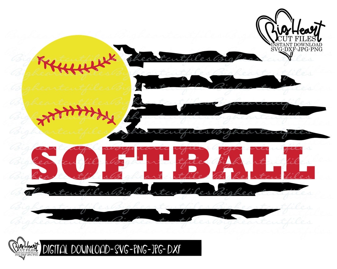 Distressed Softball Usa Flag Svg Png Jpg Dxf USA Flag Svg Etsy