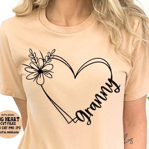 Coeur grand-mère Svg, Png, Jpg, Dxf, Svg fête des mères, fichier coupe grand-mère, grand-mère Svg, fichier coupe Silhouette, fichier de coupe Cricut, sublimation