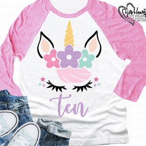 Unicorn 10th Birthday Svg, Unicorn Svg, Png, Jpg, Dxf, Tenth Birthday Svg, Unicorn Birthday Shirt Design, Ten Svg,10 Svg, Silhouette, Cricut