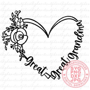 Overgrootmoeder hart Svg Moederdag silhouet en Cricut gesneden bestand digitale download