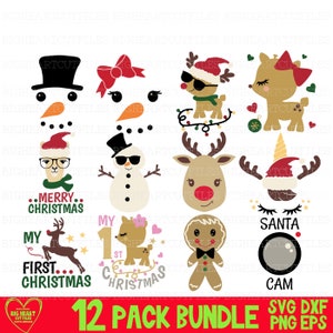 Winter SVG Bundle Weihnachten Clip art Weihnachten Bundle Rentier Rentier Erstes Weihnachten Rentier Png Dxf Eps Digitaler Download