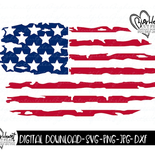 Distressed American Flag Svg, Png, Jpg, Dxf, 4th Of July Svg, US Flag Svg, Independence Day Svg, Flag Design, Silhouette and Cricut Cut File