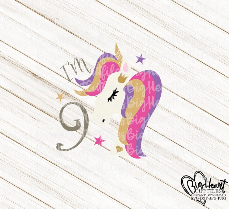 Download 9th Birthday Svg Png Jpg Dxf Unicorn Svg I am 9 Unicorn | Etsy