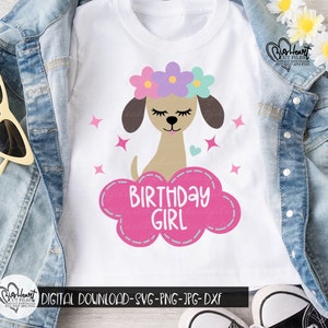 Birthday Girl Puppy Svg, Png, Jpg, Dxf, Puppy Svg File, Puppy Cut Files, Girl Birthday Svg, Dog Svg, Silhouette, Cricut, Sublimation