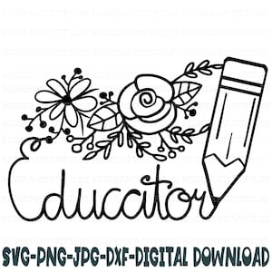 教育者 SVG PNG JPG DXF 教師 SVG シルエットと Cricut カット ファイル デジタル ダウンロード