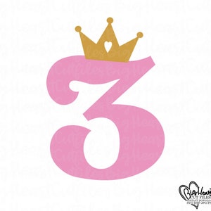 3.Geburtstag Mädchen Clipart Png Jpg Dxf Silhouette und Cricut Schnitt Datei digitaler Download