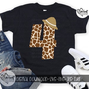 Giraffe Nummer 4 SVG, Png, Jpg, Dxf, Safari Dschungel 4