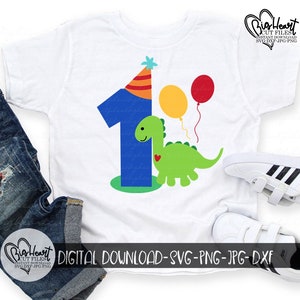 Dinosaur 1e verjaardag Svg, Png, Jpg, Dxf, eerste verjaardag dinosaurus Svg, jongen verjaardag Svg, dinosaurus ontwerp, silhouet, Cricut, sublimatie