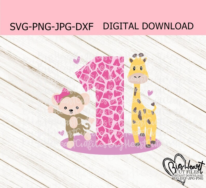 Download Art Collectibles Clip Art Monkey Giraffe Jungle First Birthday Svg Png Dxf Cricut Sublimation Silhouette Safari Birthday Svg Jpg Safari Jungle 1st Birthday Svg