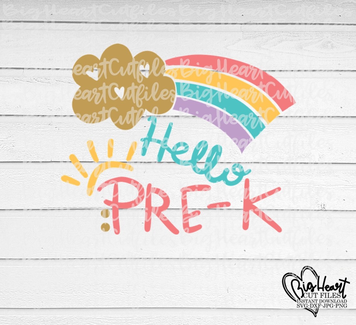 Hello Pre-k Svg Png Jpg Dxf Back to School Svg Hello - Etsy