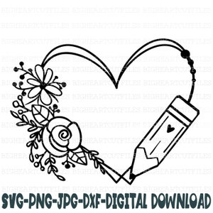 Coração de Professor Svg, Png, Jpg, Dxf, Arquivo de Corte de Professor, Moldura de Monograma Svg, Primeiro Dia de Aula Svg, Volta às Aulas Svg, Silhueta, Cricut