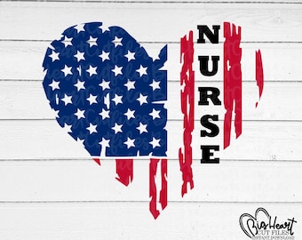 Nurse Svg, Png, Jpg, Dxf, Nurse Heart Flag Svg, Nurse Cut File, Distressed Usa Flag Svg, Distressed Nurse Flag Svg, Silhouette, Cricut Cut