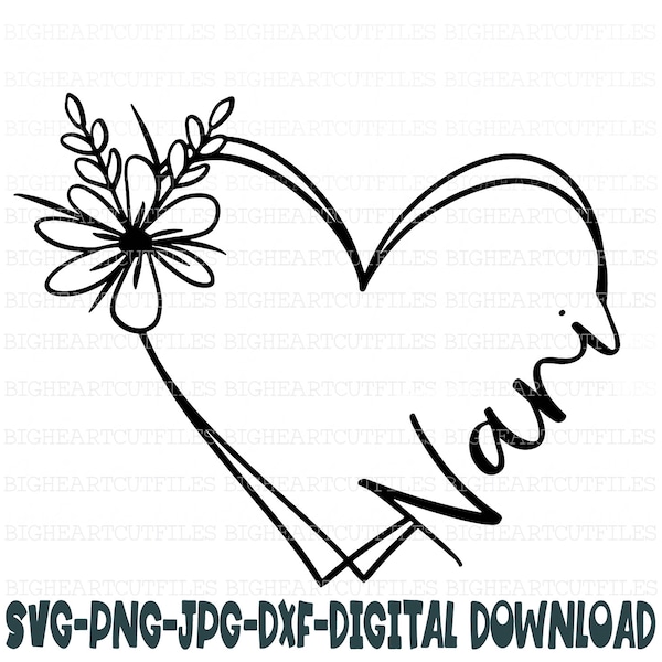 Nani Heart Svg, Png, Jpg, Dxf, Nani Cut File, Nani Svg Cut, Heart Name Svg,Nani Svg, Silhouette Cut file, Cricut Cut File, Sublimation