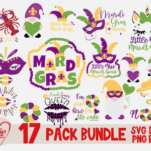 Mardi Gras Svg-bundel, carnaval Svg, Png, Eps, Dxf, Mardi Gras Clipart, Mardi Gras Shirt Design Fat Tuesday, silhouet, Cricut, sublimatie