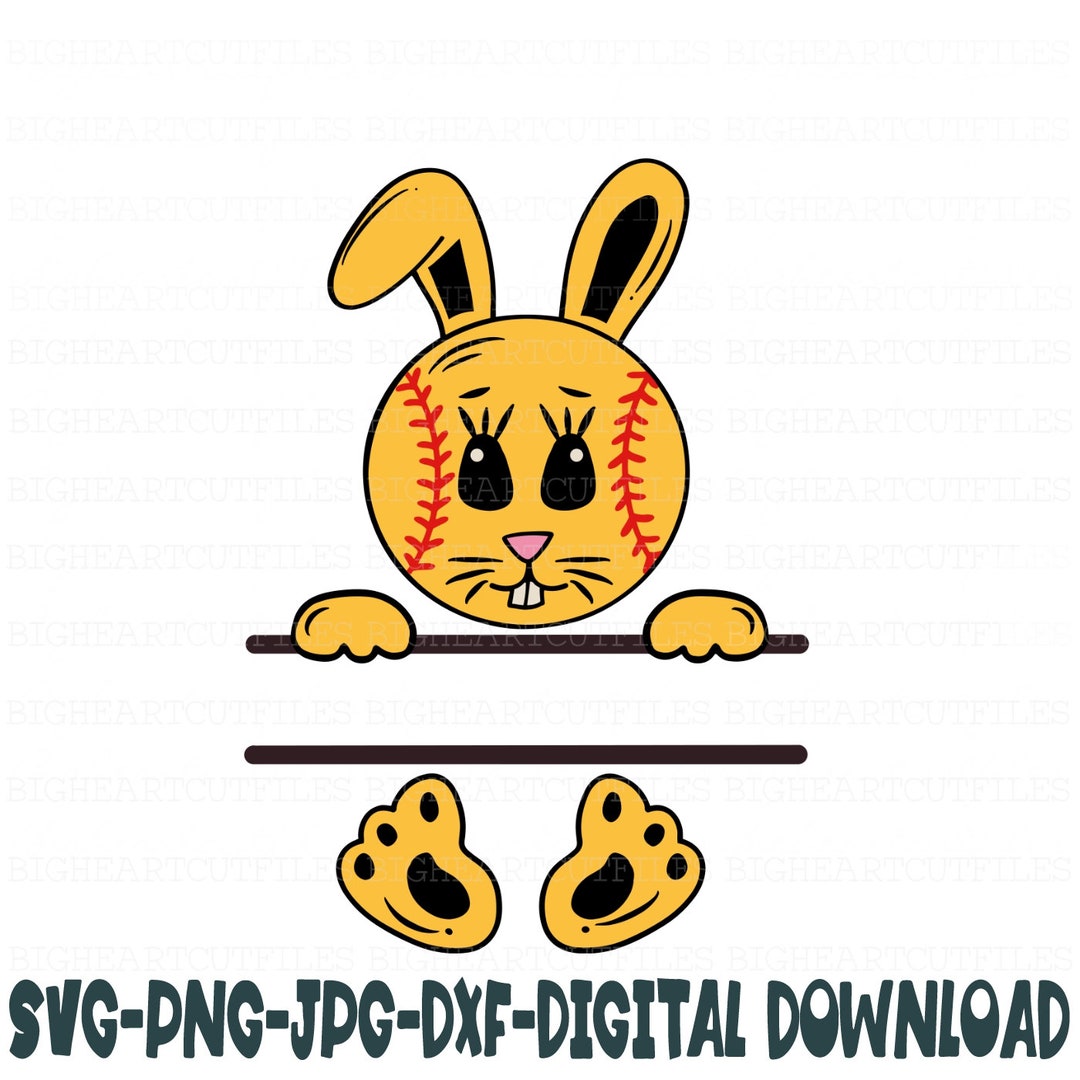 Easter Bunny Softball Svg Png Jpg Dxf Bunny Svg Easter Split Etsy