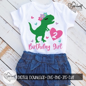 T Rex Birthday Svg, Dinosaur Svg, Two Svg Dinosaur Birthday Girl Svg, 2nd Birthday Svg, Second Birthday Svg, Png,Jpg, Dxf, Silhouette,Cricut